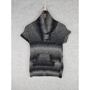 Ruff Hewn Wool Blend Sweater Womens PM‎ Cowl Neck Short Sleeve Toggles Pocket